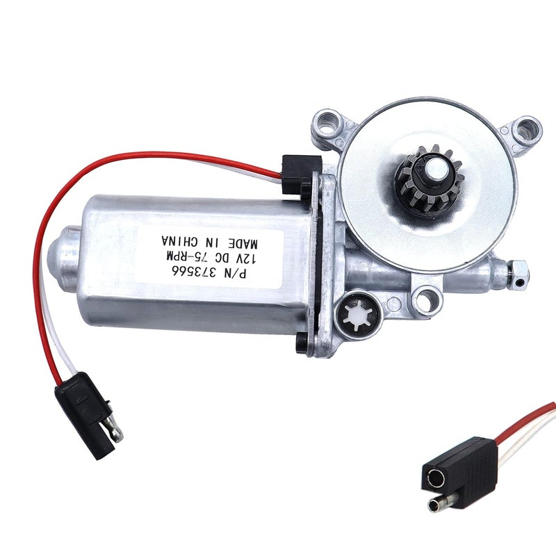 MOCW 373566 RV Power Awning Motor Replacement Universal 75-RPM 12-Volt DC with Single 2-Way Connector Power Awnings Compatible with Solera Power Awnings Motor - Image 1